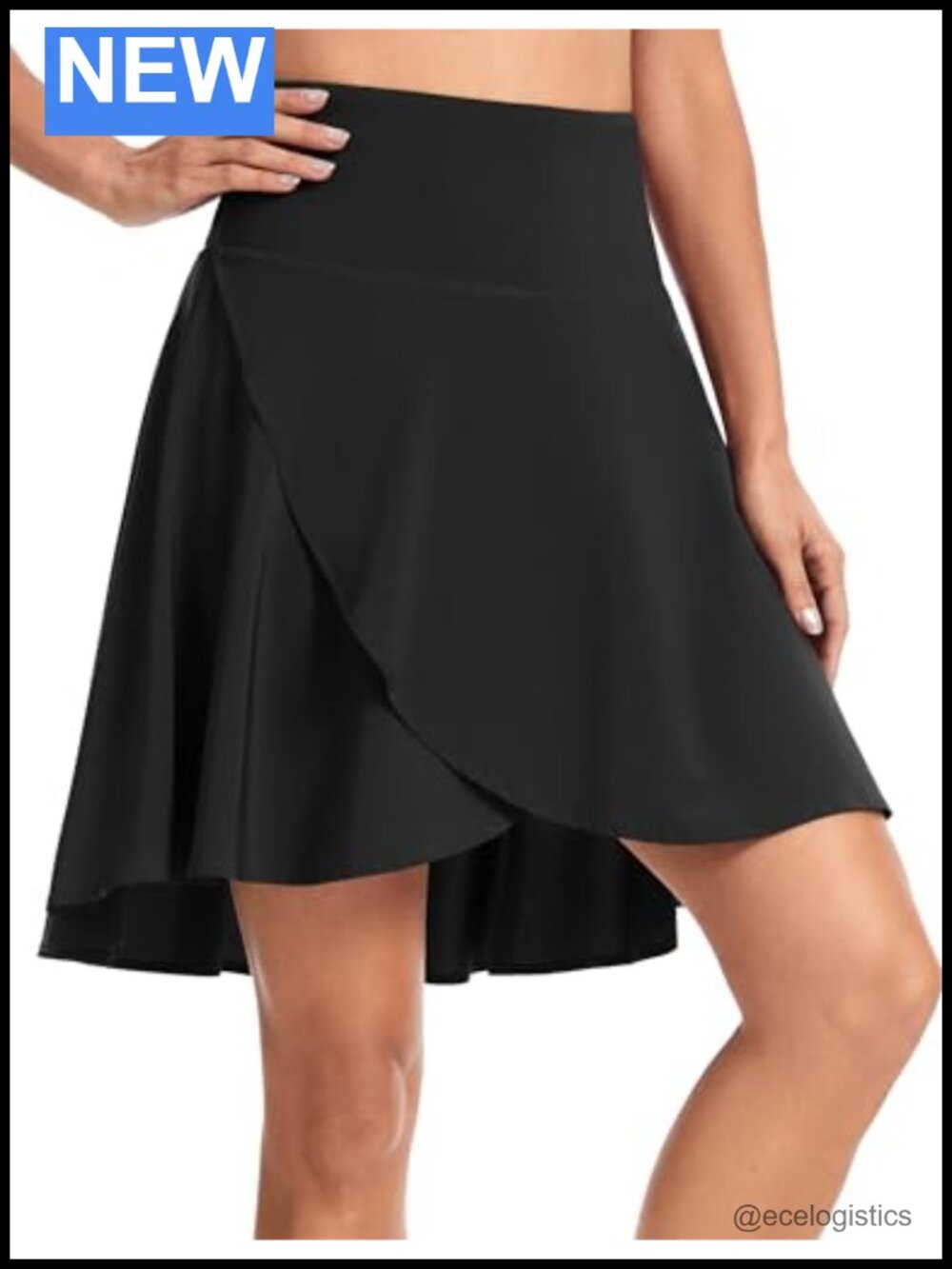 High Waist Flowy Skort Wrap High Low Ruffle Skirt with Pockets